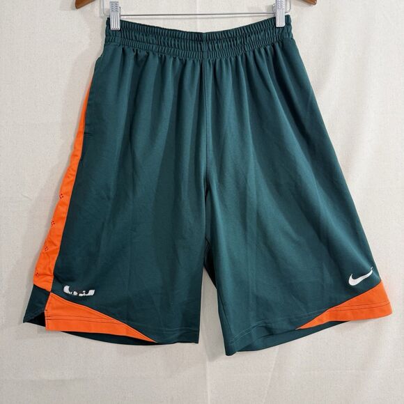 Nike Dri-Fit Basketball 11-Inch Shorts Size Medium Green Orange - Picture 1 of 11